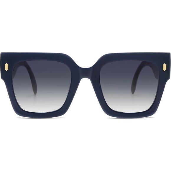 Women's Milky Navy Frame/Milky Red Lens Vintage Oversized Square Sunglasses